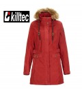 KILLTEC BASARA DAMES CASUAL SOFTSHELL PARKA /MANTEL MET AFNEEMBARE CAPUCHON BURDED RED