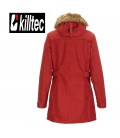 BASARA DAMES CASUAL SOFTSHELL PARKA /MANTEL MET AFNEEMBARE CAPUCHON BURNT RED MERK G.I.G.A. DX BY KILLTEC