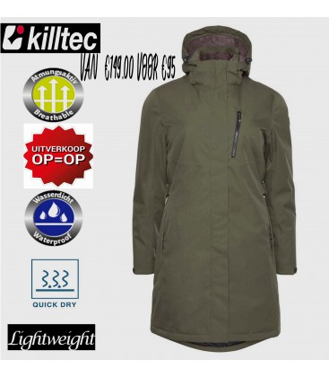 ALISI FUNCTIONEEL DAMES LICHTGEWICHT PARKA WATERDICHT ADEMEND OLIVE